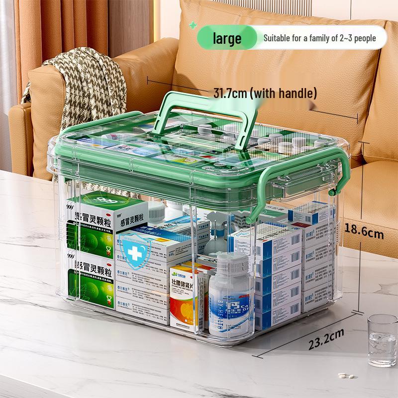 Large Multi-Layer Transparent Family Medicine Box and First Aid Kit