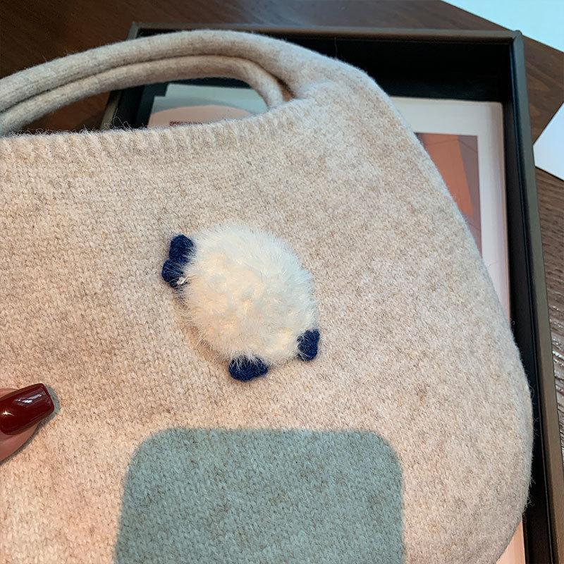Solid Color Knitted Handbag Fashionable and Versatile Casual Handbag Woven Tote Bag Bolsas De Mujer