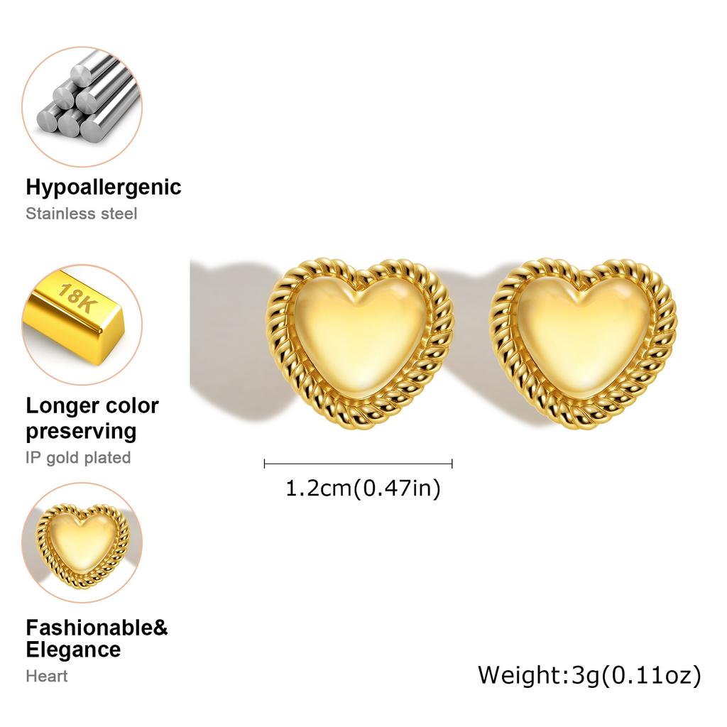 Xiaomi Vnox Simple Love Heart Stud Earring,Stainless Steel No Fading Charm Women's Earring,Trendy Jewelry Valentine&Mother's Day Gift