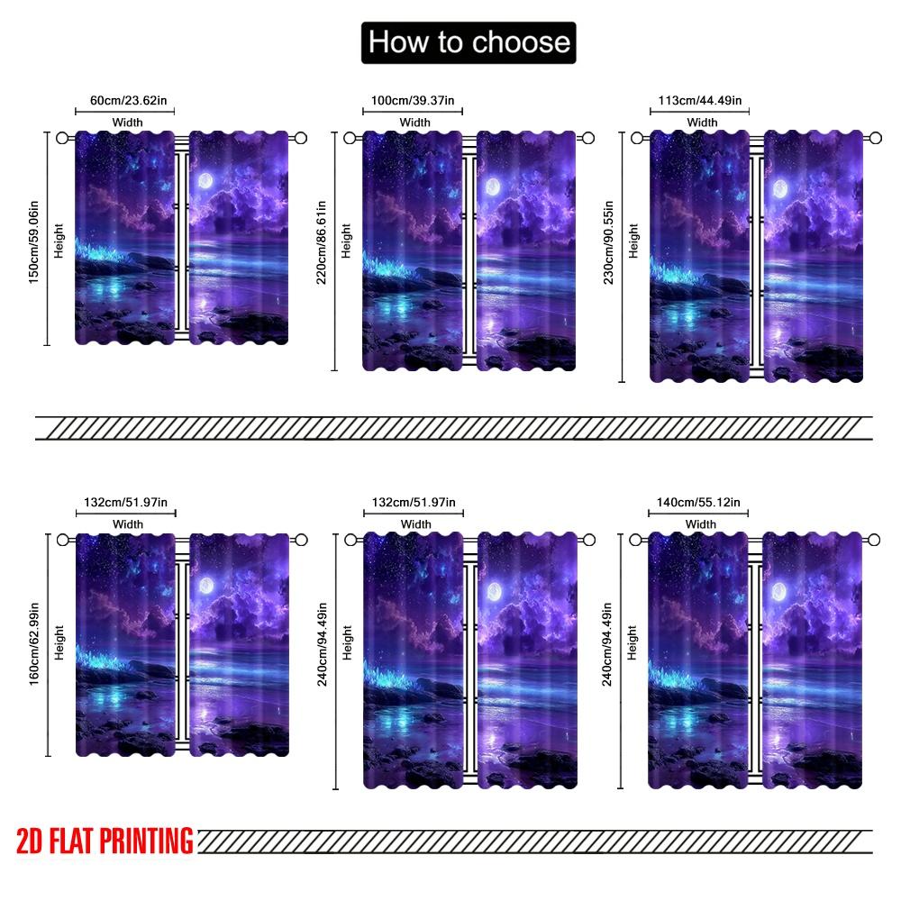 2D Flachdruck 2 Stück Fensterdekoration Vorhänge Crystal Moonlight Polyesterstoff Ohne Strom Saisonale Party & Feiertag