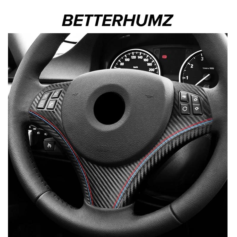 For BMW E90 E92 E93 Made of Alcantara Steering Wheel Trim Covers M Performance Stickers Carbon Fiber Car Interior Accessories