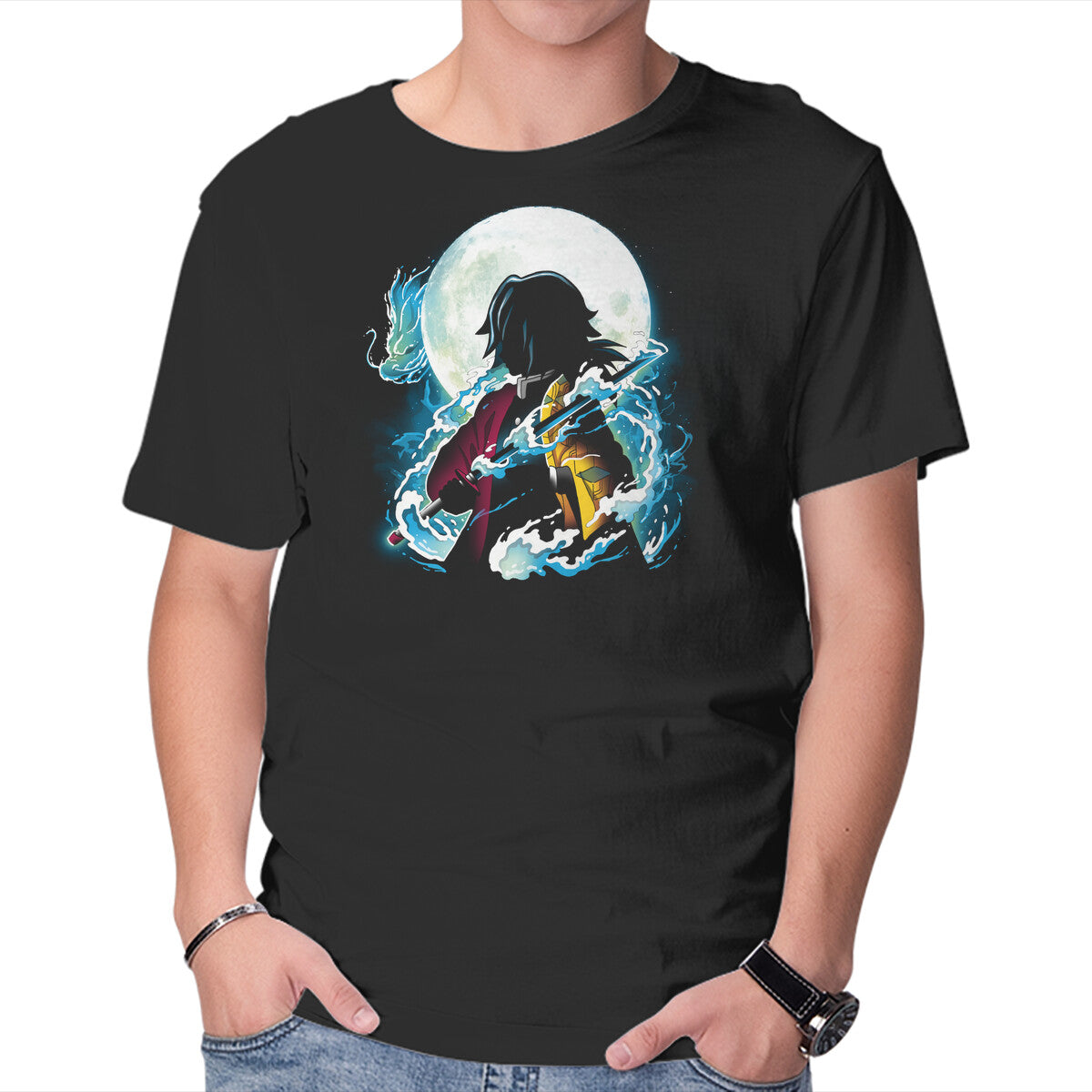 Unisex Crew Neck T-Shirt Master Water Graphic Short Sleeve Casual Tee S