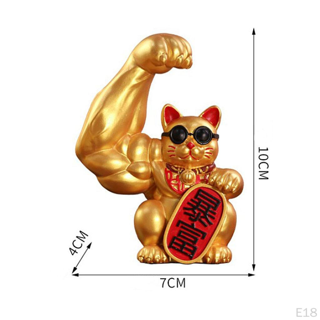 Cat Figurine Sculptures Resin Fengshui Statue Wealth Car Decoration Ornament Accessory