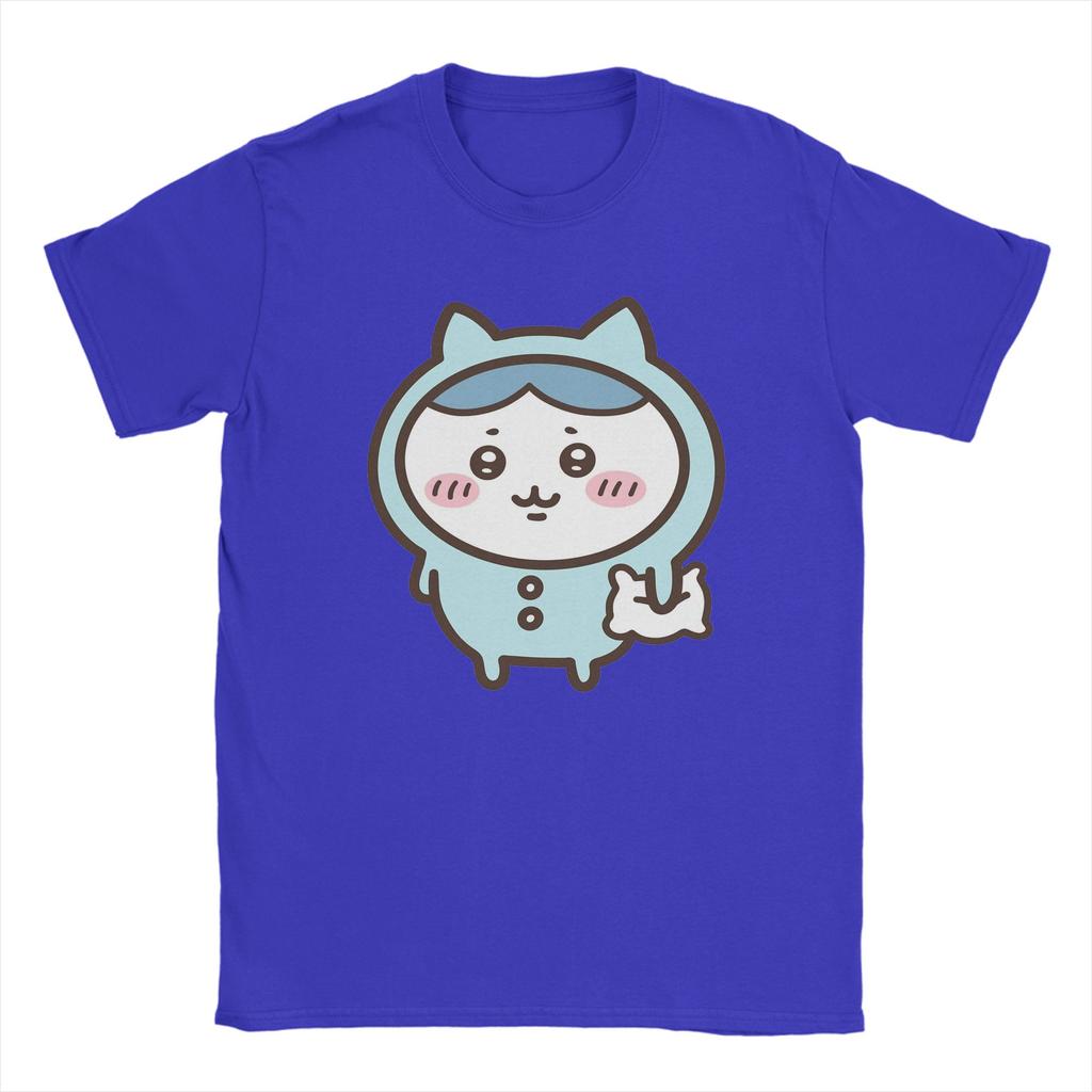 Hachiware In Blue Pajamas Chiikawas T Shirt Unisex 100 Cotton Tshirt Round Collar Tee Shirt Short Sleeve Clothing Printed