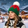 Breathable Warm Winter Hat Women Christmas Elf Hat, Cozy Knit with Pom Casual Accessories for Pom, Stretchy Skull Cap Outdoor Cold Weather Soft