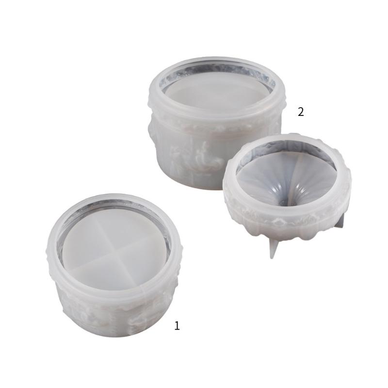 DIY Crystal Epoxy Resin Mould Carousel Horse Storage Box Casting Mold Jewelry Storage Box Silicone Mold/with Lid