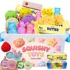Squishy Multiacto de Elevación Lenta, Incluye Aleatoriamente en Caja Sorpresa: Juguetes de tierra de cristal para apretar, Pan de mantequilla largo al vapor, Juguetes blanditos de oso