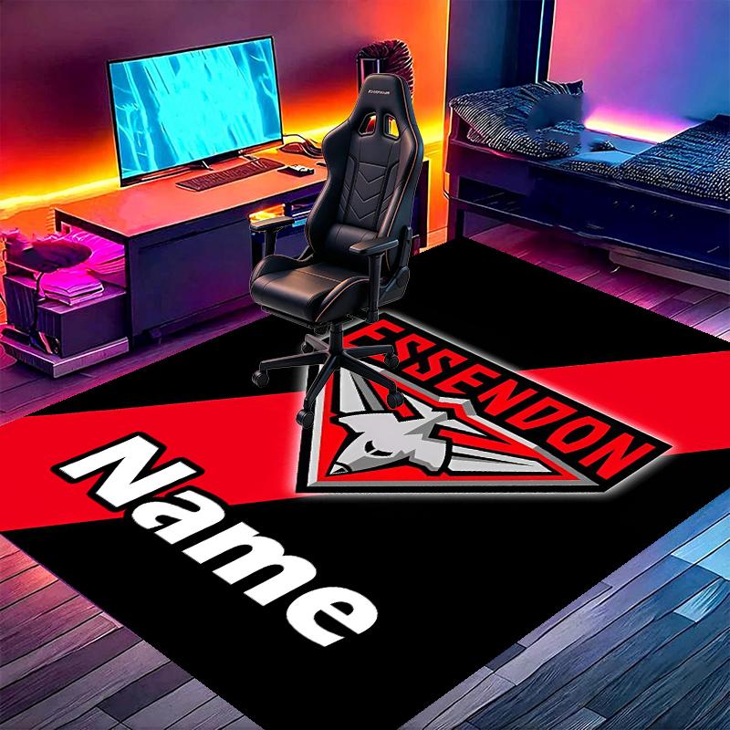Custom Name Personalized Essendon Football Print Carpet, Versatile Home Decor Rug, for Playroom, Apartment, Balcony, Entryway, Hallway Gift