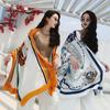 Summer Sunscreen Shiawl Kerchief Fashion Sailboat Small Hijab Scarf Print Shawls Popular Sunscreen Silk Scarves Headcloth