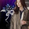 Korean Crystal Brooch for Women - Blue Cardigan Sweater Coat Pin & Fashion Corsage Accessory