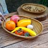 Handmade Oval Bamboo Woven Basket: Smoked, Sieve, Storage, Drying, Winnowing, Fruit, Rice, and Drain Basket.