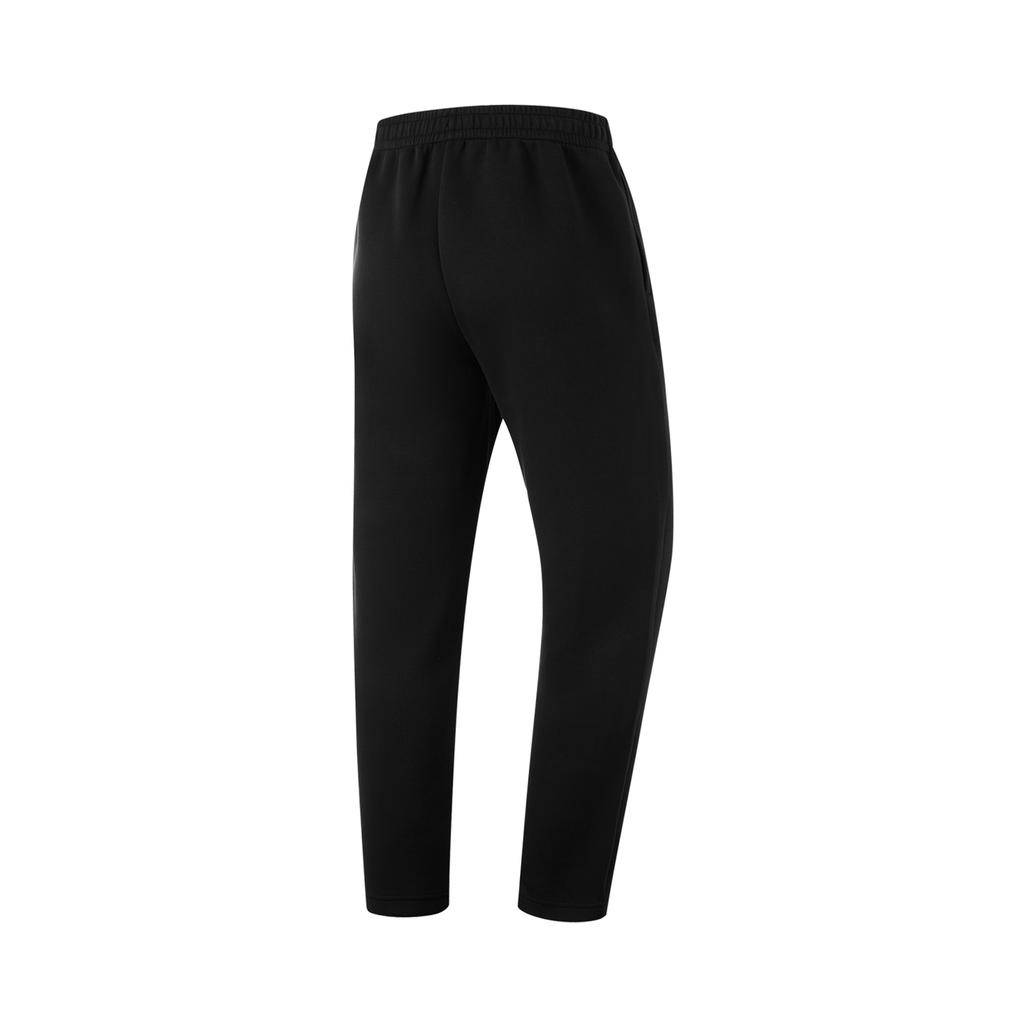 Li Ning Fitness Series Solid Color Mid Waist Comfortable Breathable Straight Leg Knitted Sports Pants Men Bottoms Black AKLU555-1