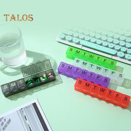 Cutie compartimentată pentru pastile 7 grile Săptămânal Copertă transparentă Data tipărită Rezistent la praf Rezistent la umiditate Organizator portabil de călătorie în aer liber pentru tablete Medicina