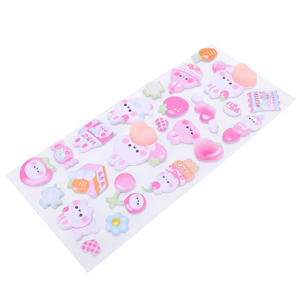 3D Puffy Butt Stickers Pink Bunny Decorative Mini Puffy Animal Stickers for Phone Case Notebook DIY
