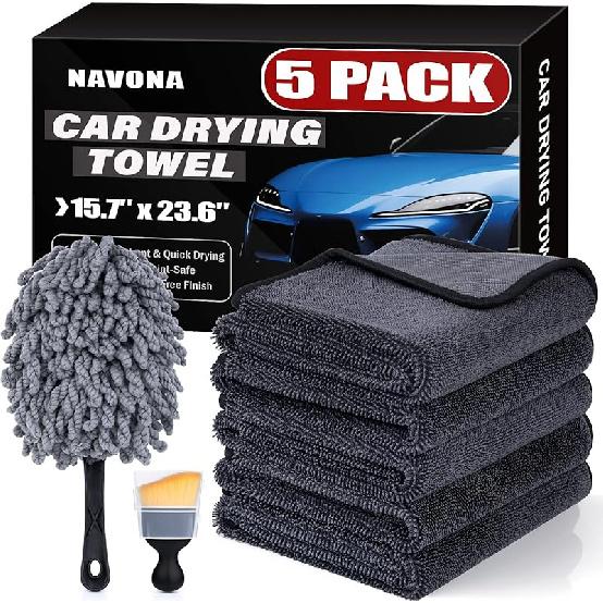 2-Pack Medium Size (23.6" X 15.7") Microfiber Towels, 600GSM Ultra Absorbent Car Drying Towels — Scratch-Free, Streak-Free, Lint-Free, Perfect For