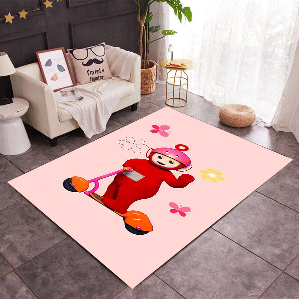 Teletubbies Scooter Adventure Themed Anti-Slip Rugs - Polyester Home Decor, Suitable for Bedrooms, Living Rooms, Doorways, Studios, and Decorations