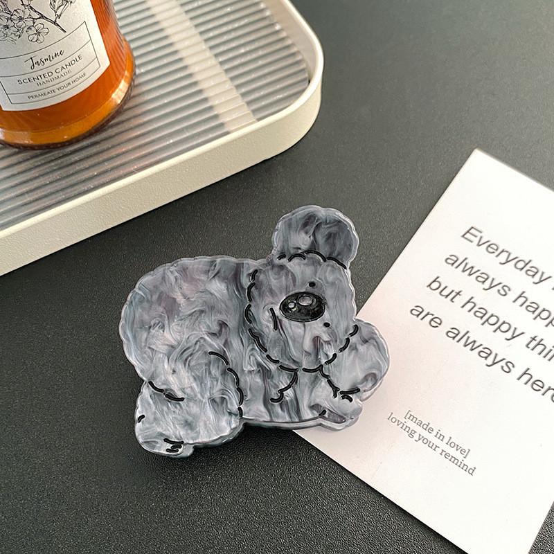 Cute Acrylic Koala Hair Clip Stylish Large And Small Sizes For Trendy Hairstyles Gray Small