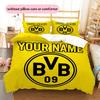 Custom Name,Borussia Dortmund Pattern Bedding Home Decoration Birthday Gift ( 1 Duvet Cover + 2 Pillowcase, Without Core),fan Merchandise.