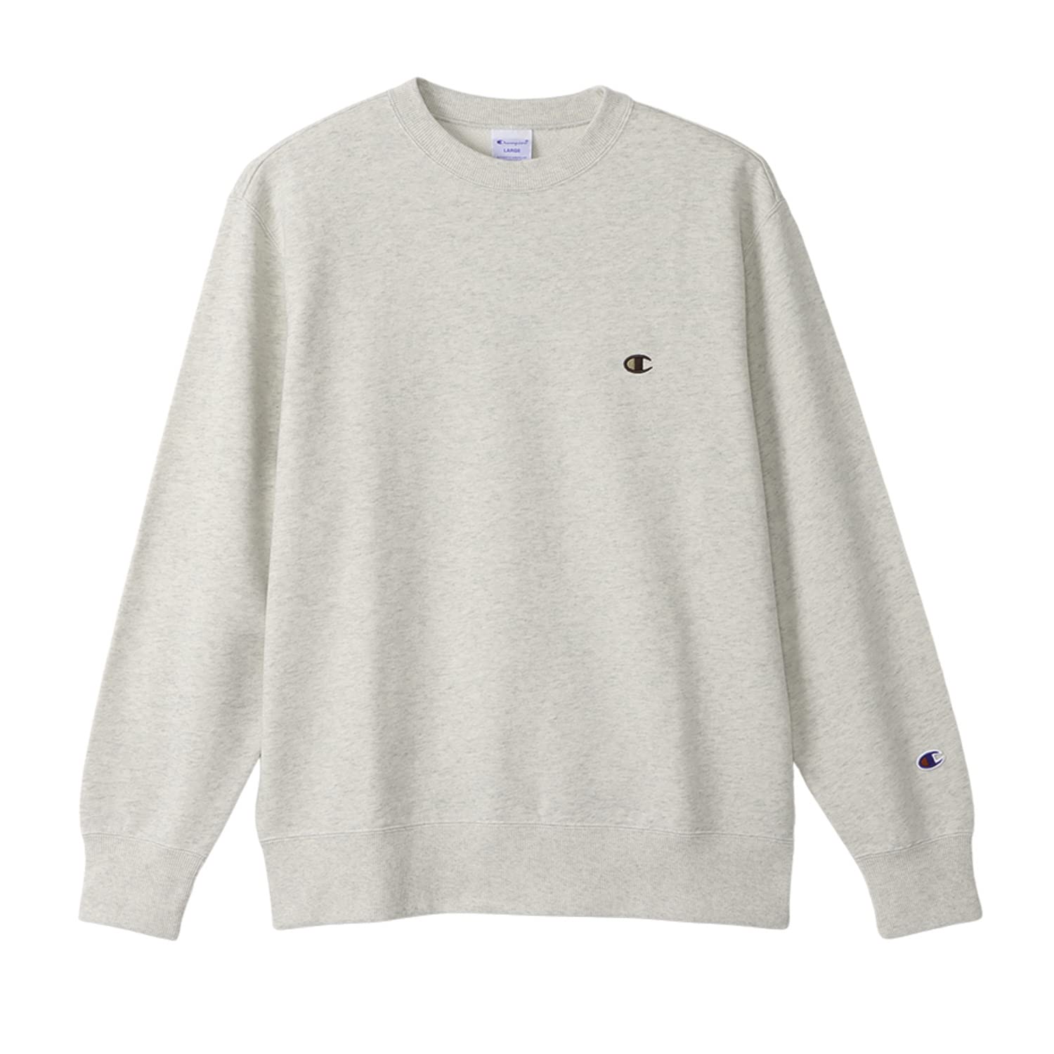 

Champion Basic Crew Neck Long Fleece with Embroidered Size Oatmeal X Brown Men s Sweatshirt, Sleeve, Logo, XL, (C3-W001Z)