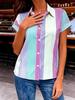 Women's Summer New Arrival Lapel Striped Short-Sleeve Fashion Shirt Top