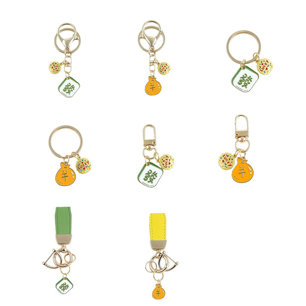 Luck Mahjong and Money Bag Keychain Pendant Elegant Hanging Pendant Alloy Texture for Good Fortune and Wealth Charm