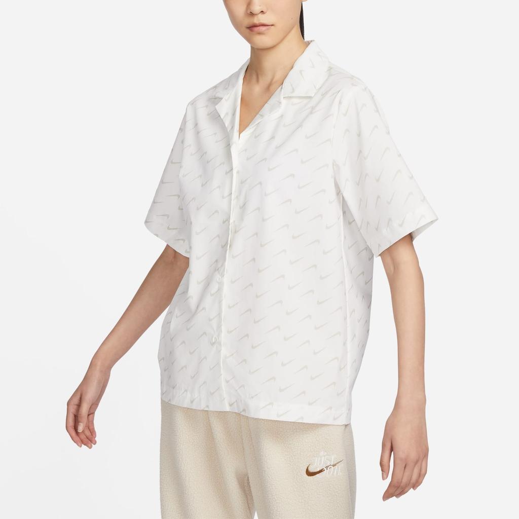 Nike Shirts Women's Sail White Cuban Collar Moderate DV7931-133