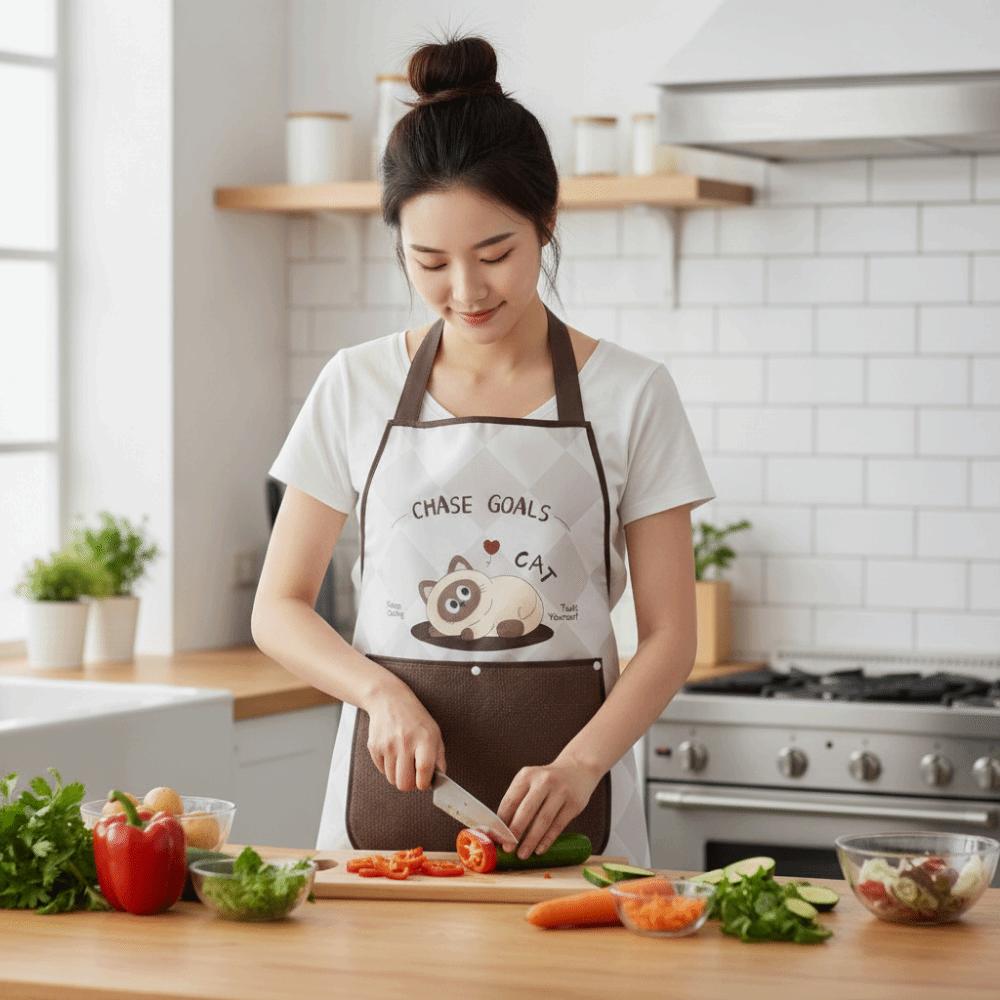 Cartoon Chef Cooking Apron Detachable Hand Wipe Catering Work Clothes Professional Chef