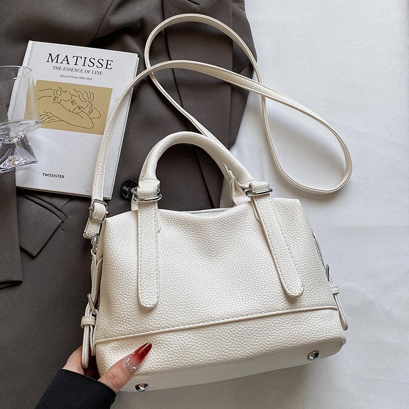 This year's popular Korean summer small fresh portable Boston bag casual versatile lychee pattern texture messenger women's bag