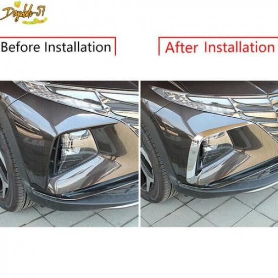 Chrome Front Fog Lamp Light Eyebrow Cover Trim For Hyundai Tucson - New
