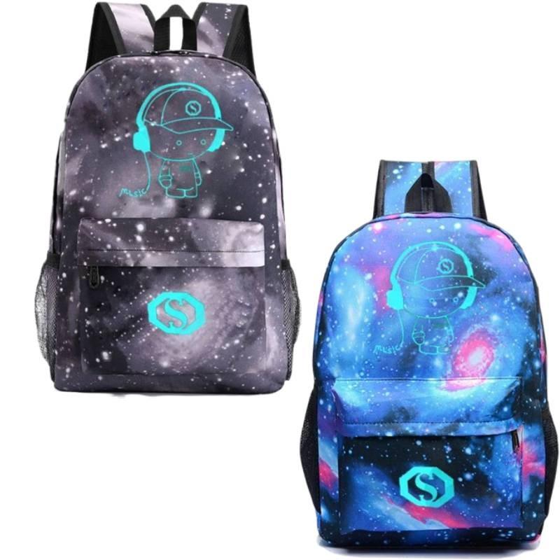 Music To Listening People Prints Luminous Backpack Colorful Schoolbag Unisex Bag