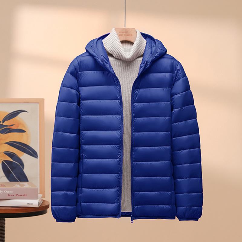 Korean Style Womens Lightweight Cotton Down Jacket Loose Fit Short Hooded Stand Collar Autumn Winter Coat