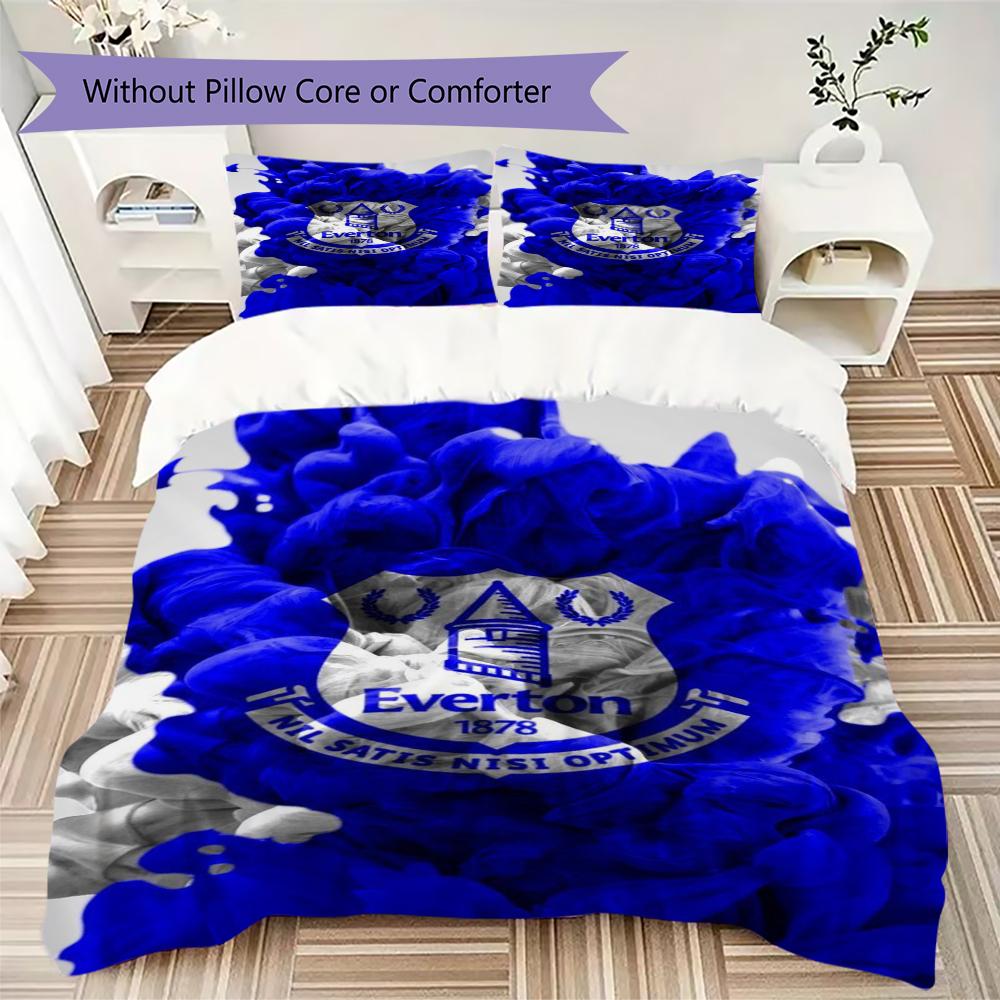 Everton FC Pattern Bedding Uilt Set Uilt Cover Pillowcase Home Decoration Birthday Gift (1 * Duvet Cover + 2 * Pillowcase  Without Core)41