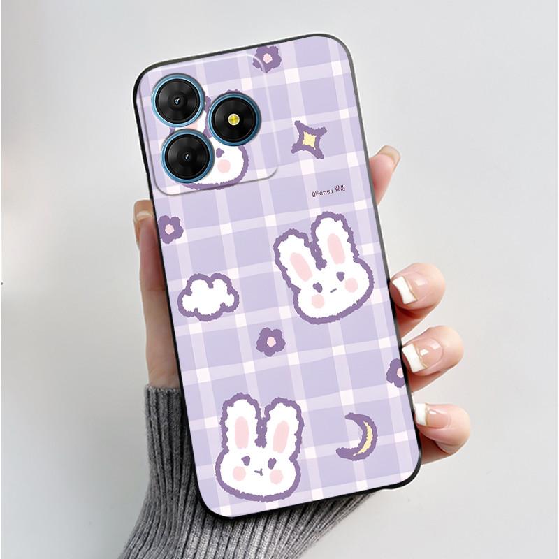 For Oscal Flat 2 2C Case Cute Love Rabbit Black Soft Silicone Protective Back Cover For Blackview Oscal Flat 2 2C Phone Cases