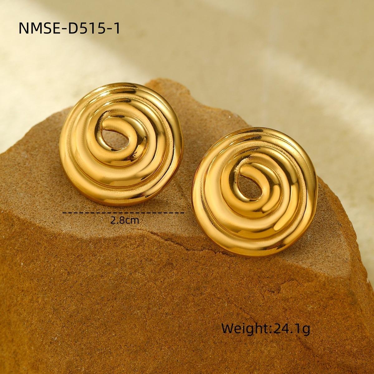 GEMCHIC Women s Hollow Spiral Thread Circle Stainless Steel Earrings Luxury Gold Studs