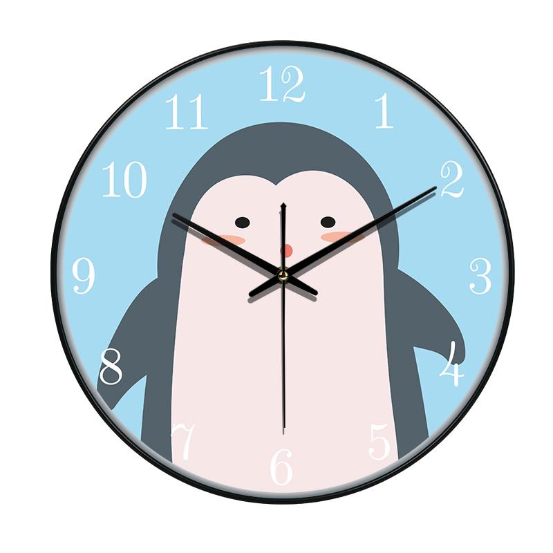 Cartoon Quartz Wall Clock Cute Animals Hanging Wall Clock Living Room Children's Room Kindergarten Decoration Loudspeaker Mute