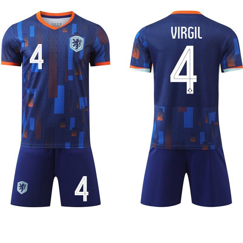 2425 Netherlands Away No. 4 Van Dijk European Cup Football Uniform 10 Depey 11 Robben Orange Jersey Factory #22
