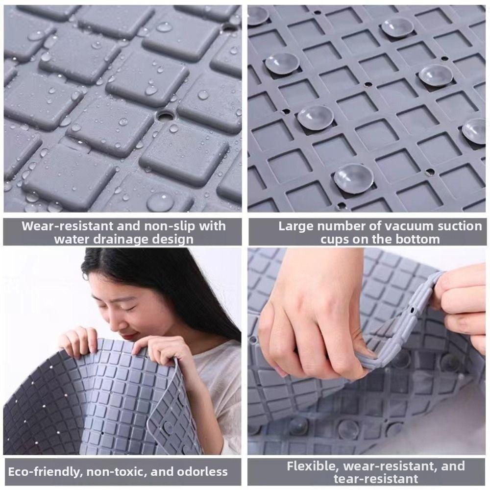 Hollow Design Bathroom Non-Slip Mat Foldable Suction Cup Anti-Slip Bath Mat Soft Double Anti-Slip Drainable Floor Mat