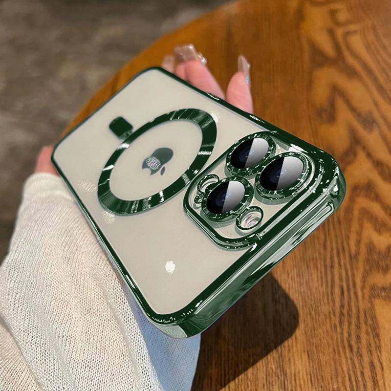 Luxury Plating Clear Magnetic For Magsafe Case For iPhone 15 14 13 12 11 Pro Max Plus Magnetic Wireless Charge Shockproof Cover