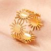 Stainless Steel Rings Vintage Geometric Hollow Adjustable Open Ring Fashion Statement Sun Rings For Women Zircon Banquet Gifts