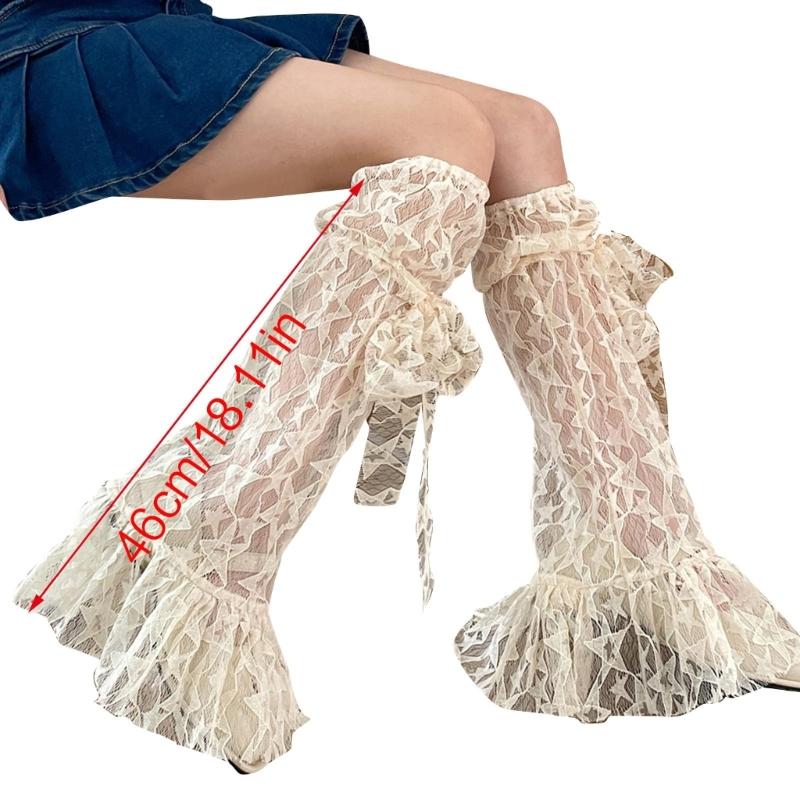 Japanese Style Leg Warmers for Women Cute Star Leg Warmers 80s Party Dance Legwarmers Fashion Lace Trim Long Leg Socks