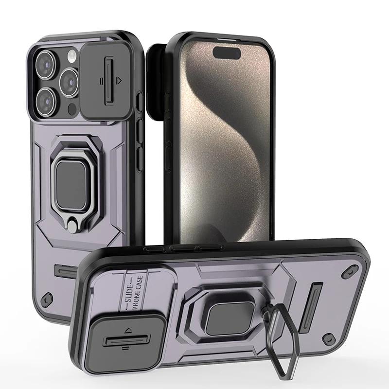 Armor Case For iPhone 16 15 14 13 12 11 XR XS X Pro Max Heavy Duty Shockproof Anti-Scratch With Ring Holder Phone Cover