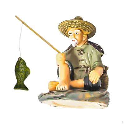 Figurine Miniature de pêcheur, Micro décor de paysage, ornement d'aquarium, Terrarium, maison de poupée