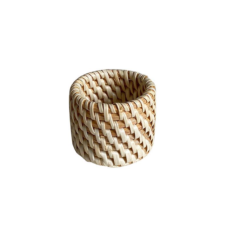 Porte-serviette VP 6Type Tissé Fait main Porte-serviette Rustique Naturel Tissé Décor de Table Boucle Porte-serviette en Bois Pâques Rotin