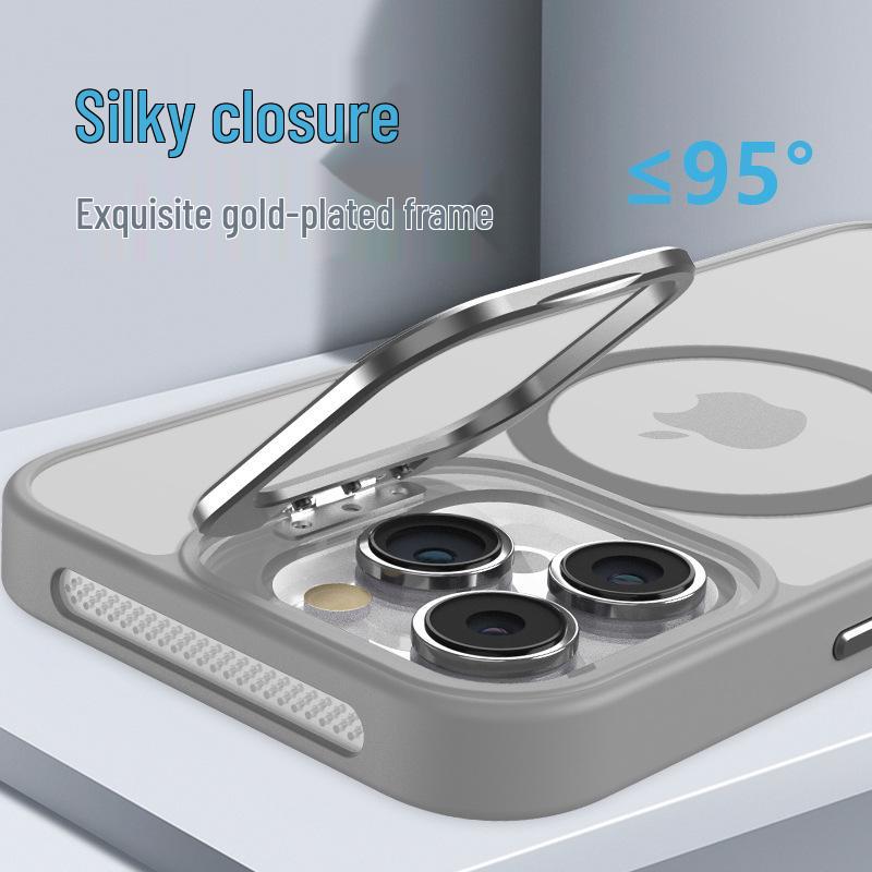 Funda Magnética para iPhone 17 Pro Max con Acabado Mate tipo Piel y Soporte, Compatible con Lente Apple 16/15/13