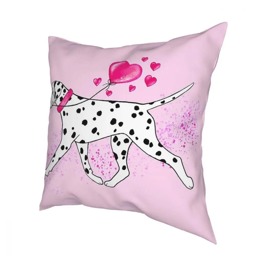 Dalmatian And Hearts Square Pillow Case Polyester Decorative Pillow Dog Animal Lover Casual Cushion Covers