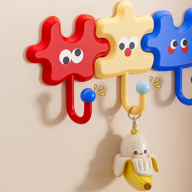 Household Dopamine Puzzle Hook Adhesive Hook Bathroom Door Hanger Bathroom Towel Kitchen Sticky Hook 4pcs