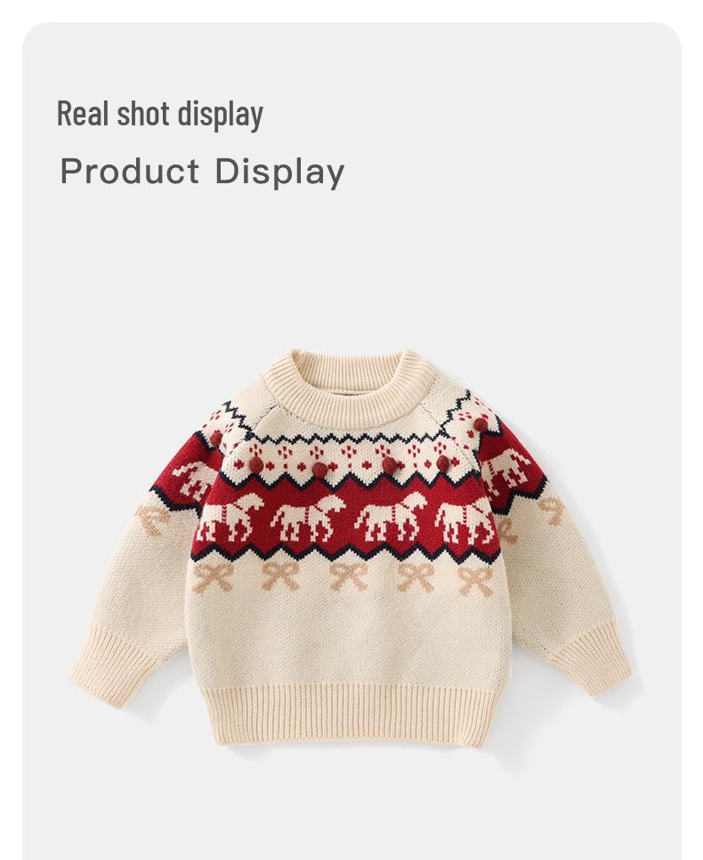 DUUDUU 2025 Roter Strickpullover im koreanischen Stil für Kinder - Warmes Herbst-/Winteroberteil