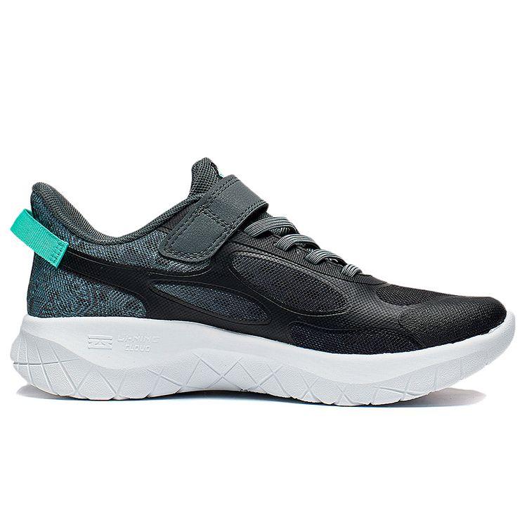 Li Ning Kids Shock Absorption Rebound Mesh Breathable Comfortable Low Top Running Shoes Kids Running Shoes Black Gray YKFT040-5