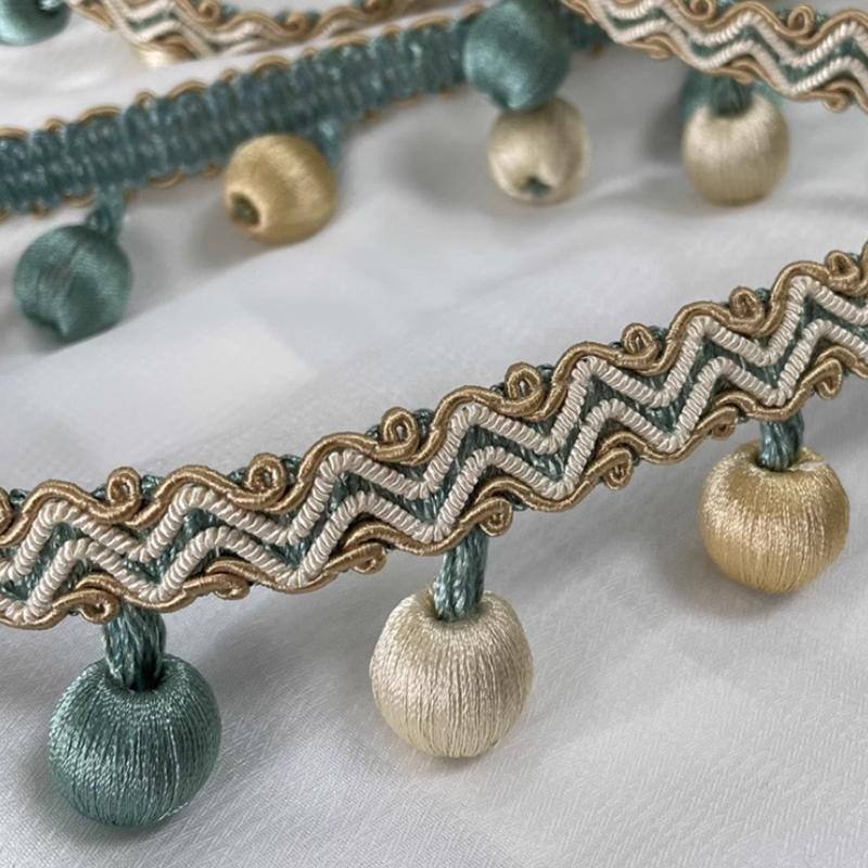 1 Meter Curtain Lace Tassel Pom Pom Ball Fringe Upholstery Ribbon Trim For Diy Sewing Sofa Tablecloth Curtain Decor Accessories