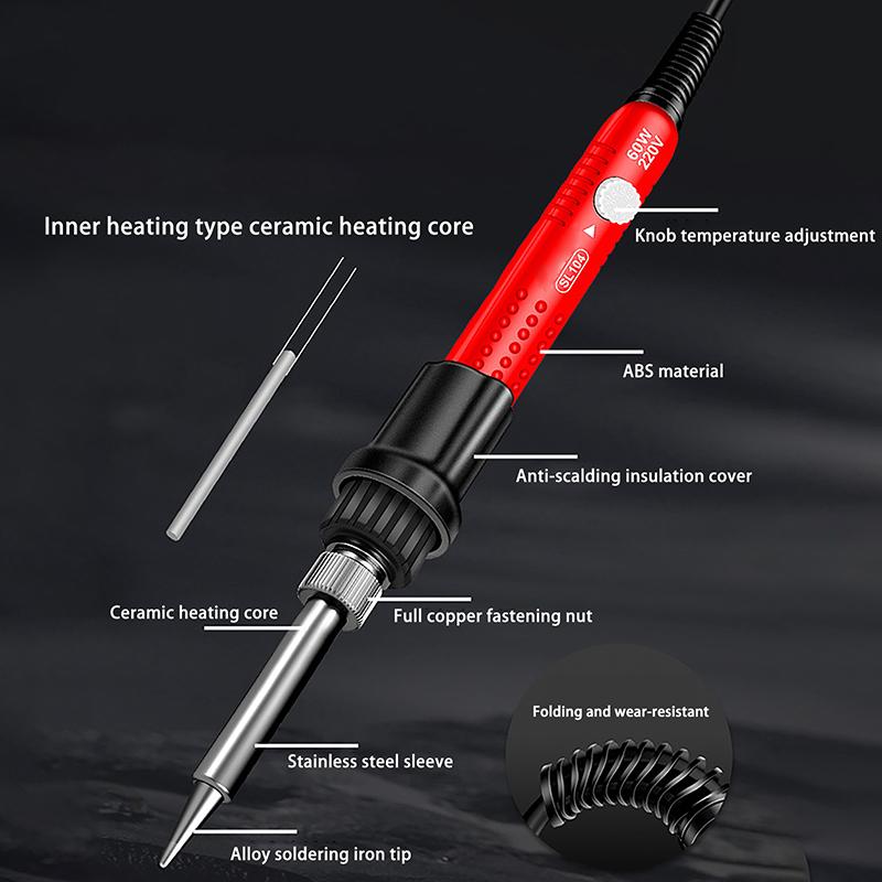High-Quality Adjustable Temperature Digital Electric Soldering Iron 110V/220V, US/EU Plug, Suitable for Welding Tasks